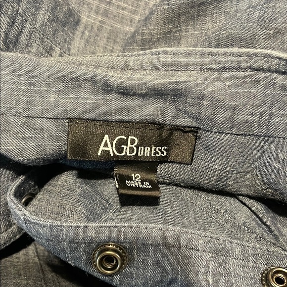 AGB Blue Midi Dress with Button Detail - Picture 6 of 7